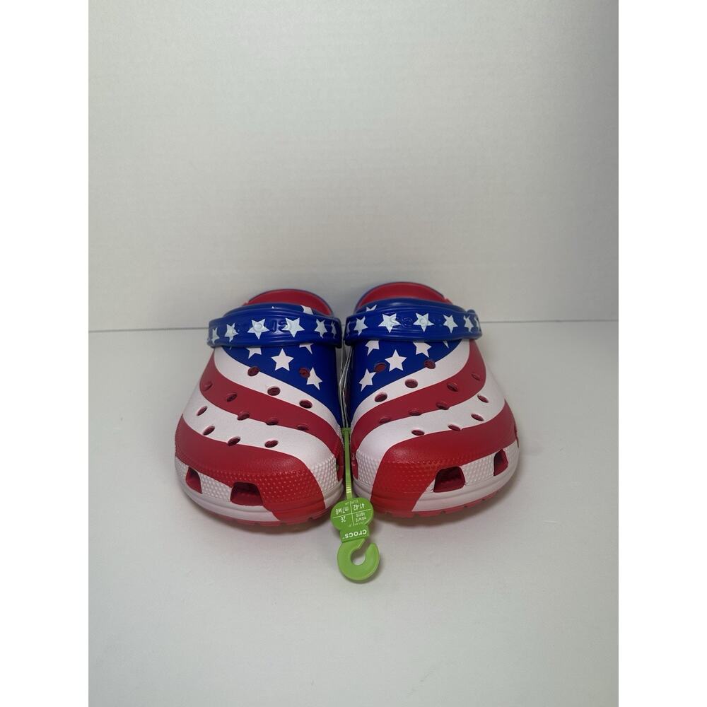 Crocs Classic American Flag Clog Size Mens 8 or Womens 10 USA Stars Stripes New